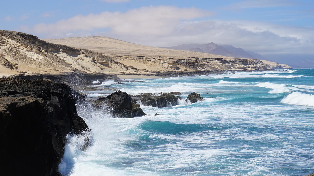 sea, nature, outdoors, fuerteventura, waves, ocean, stone, coast, cliff, salt water, windy, island, nature reserve, wate