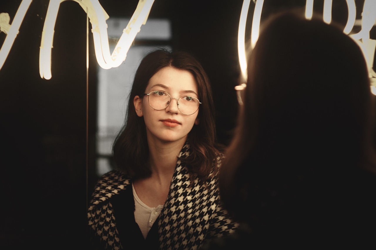 portrait, glass, neon, mirror, window, woman, face, reflection, dark, mirror, mirror, mirror, mirror, mirror