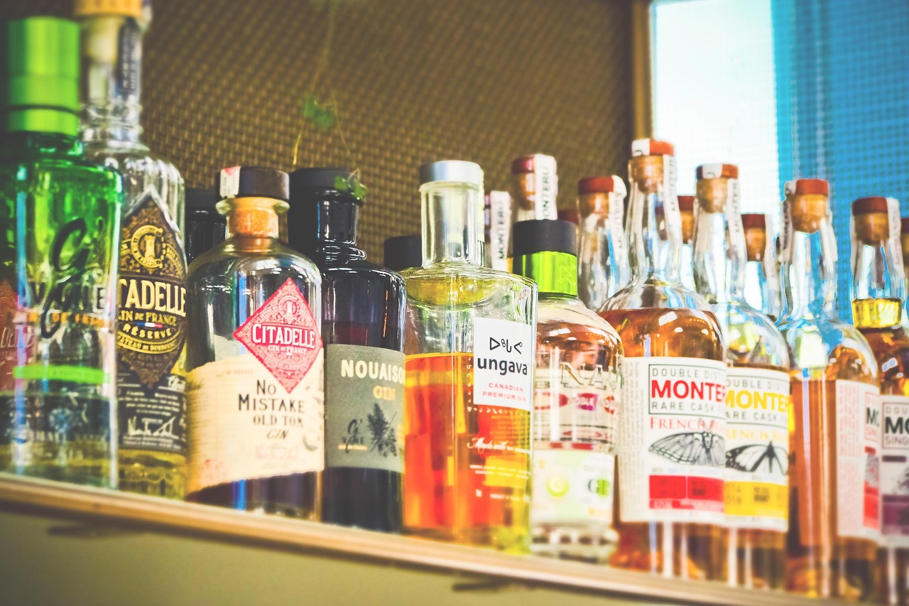 bottles, alcohol, drinks, bar, liquor, beverages, mixed drinks, cocktails, alcohol bottles, glass bottles, alcoholic dri
