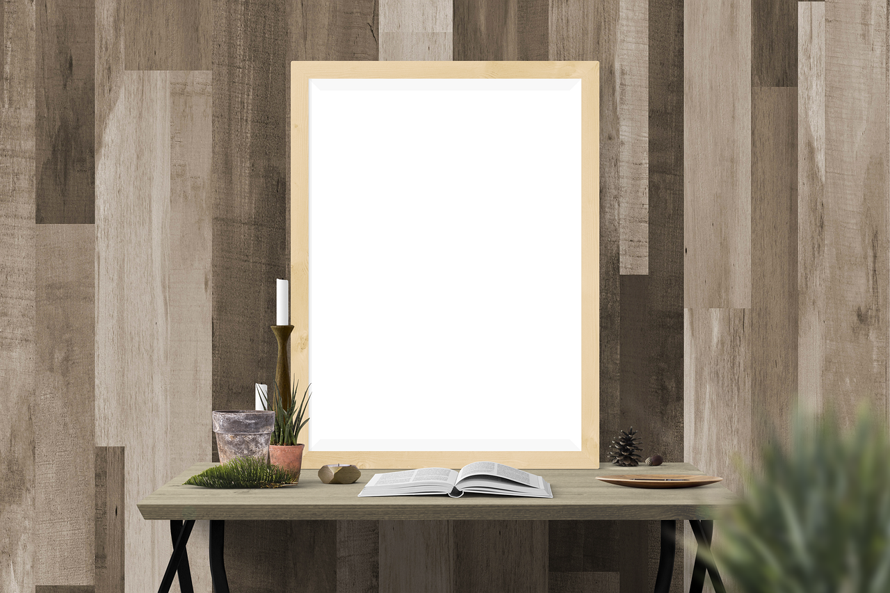 frame, border, desk, picture frame, desktop, table, copy space, book, contemporary, empty, furniture, interior design, w