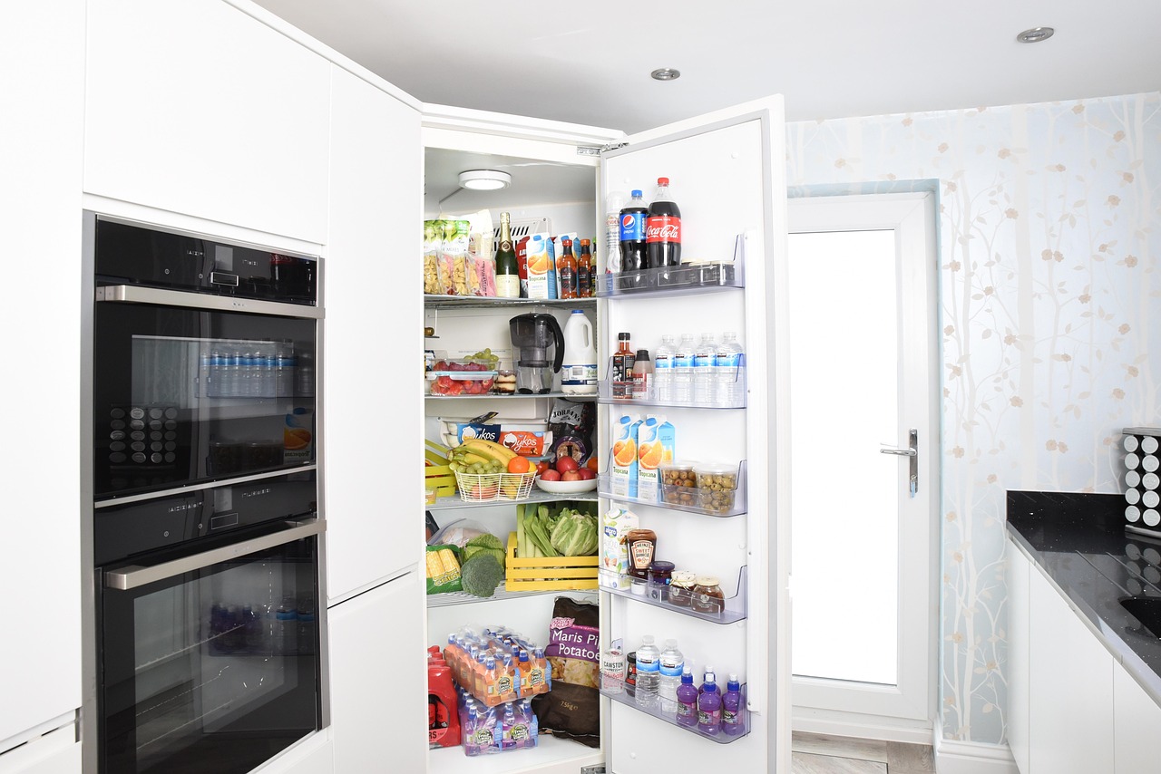 fridge, fridge door, refrigerator, open door, cold, open, food storage, chill, cool, food, storage, chilled, fresh, kitc